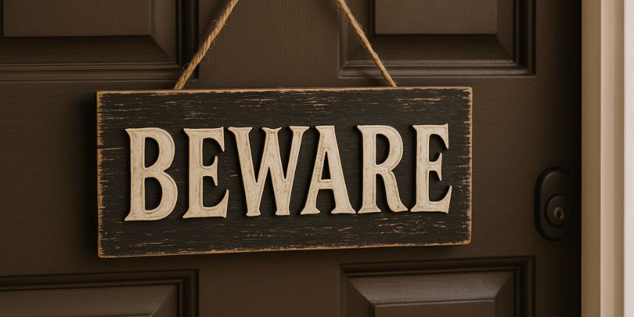 Best place to get Halloween decorations like spooky beware signs for doors to add a chilling touch to Halloween home decor.