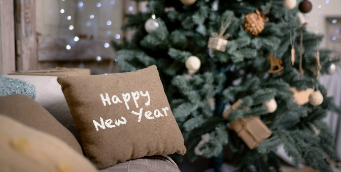 Happy New Year pillow home decor