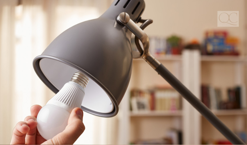 changing lightbulb on desk lamp with LED
