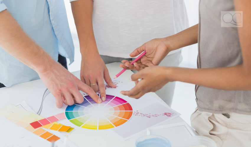 color consultant advising colors from color wheel