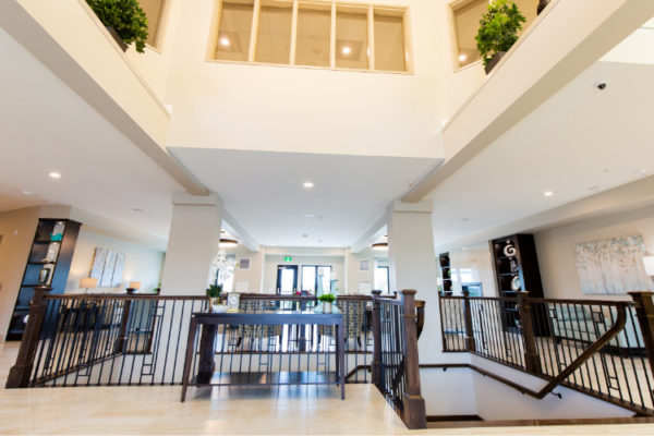 Aquatria Retirement Residence Lobby - Staging and Design by QC Design School graduate Chantal Marion