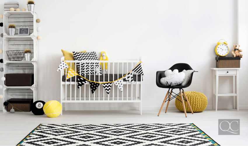 Picture of a modern baby room designed in scandi style