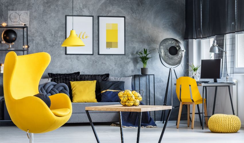Interior decorating trends in 2022 bold colors in living room