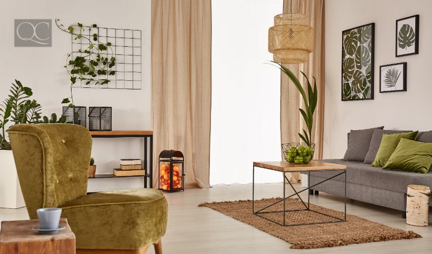 Interior decorating trends in 2022, living room with earth tones
